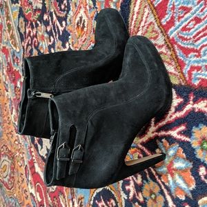 Black suede Sam Edelman KIT booties.